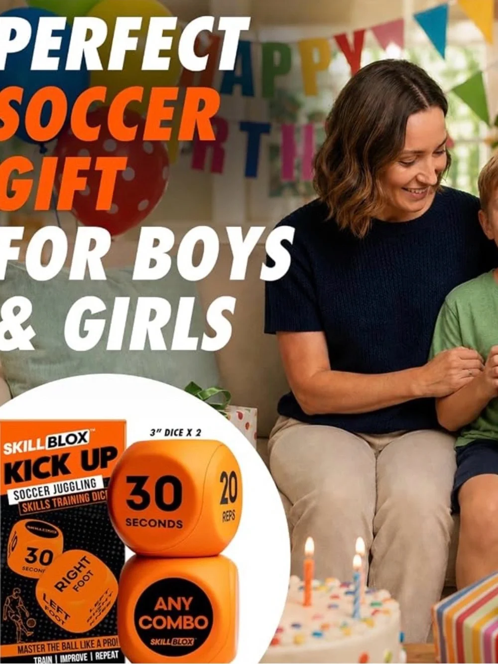 Kick Up Soccer Juggling Dice - Orange (Pair)
